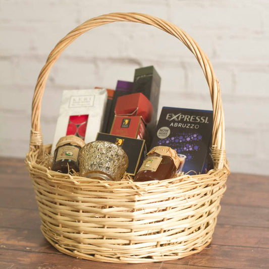 Willow Basket with Handle Round Set of 3 Natural (34x11cmh)