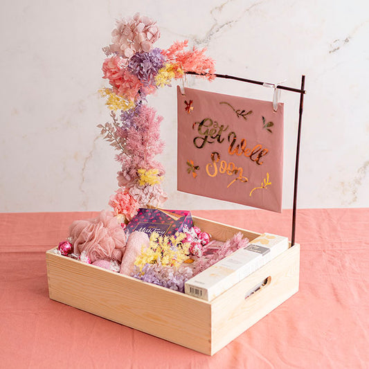 Premium Wooden Crate Box Tray Natural Lrg Set 2 42x33x11cmH