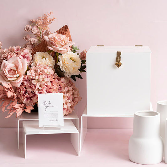 Wishing Well Acrylic Box with Heart Lock White (30x30x30cmH)