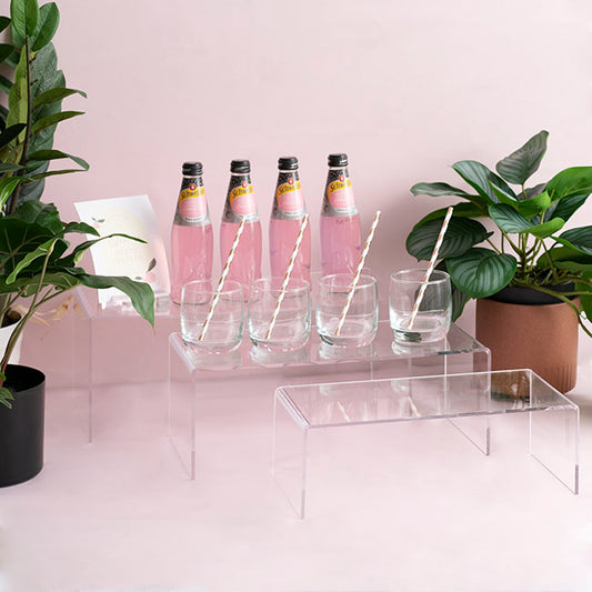 Acrylic Riser Rectangle Set 3 5mm Clear (20cmWx45cmLx18cmH)