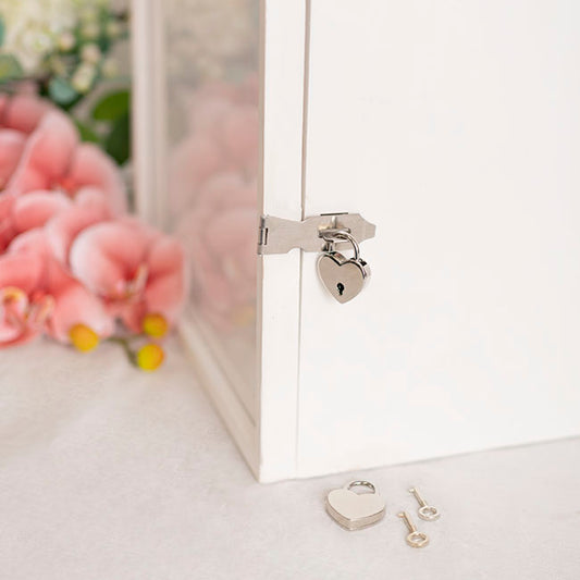 Love Heart Padlock with Key Pack 2 Silver (30x39mmH)