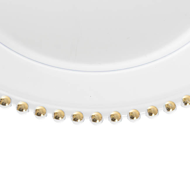 Charger Plate w Gold Beaded Edge Pack 4 Clear (32cmD)