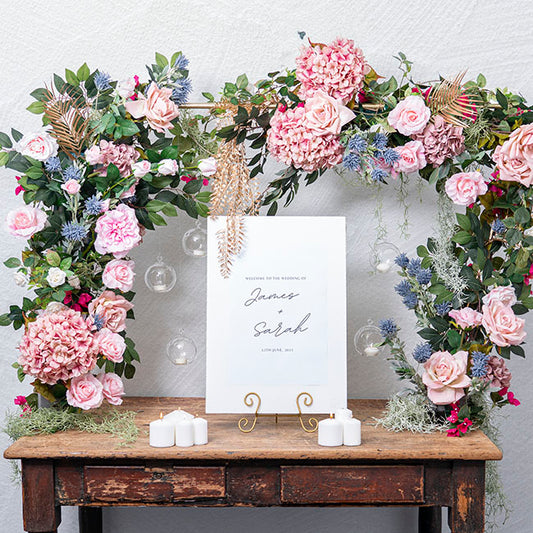 Metal Table Flower Arch Extendable Gold (125x110cmH)