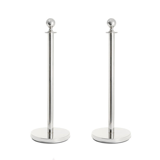 Bollard Post Pole Set 2 Silver (32cmDx95cmH)