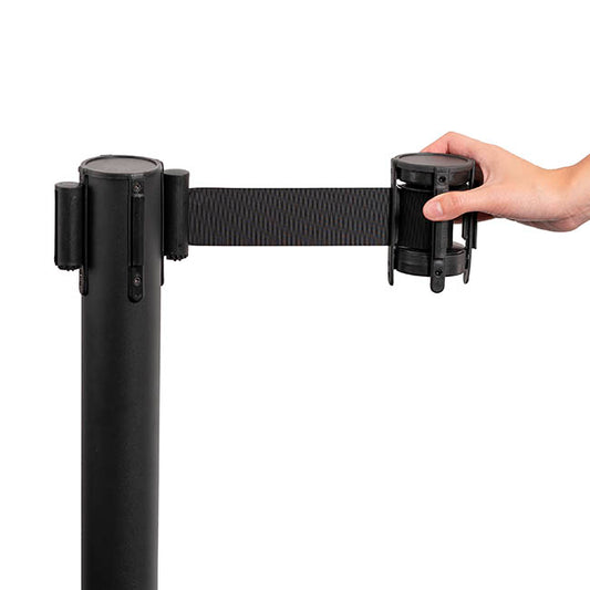 Retractable Bollard Barrier Belt Pack 2 Black (2mL)