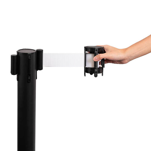 Retractable Bollard Barrier Belt Pack 2 White (2mL)