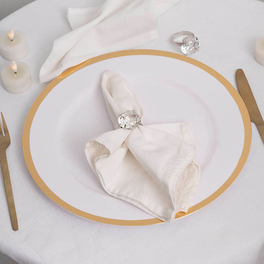 Large Diamond Napkin Ring Pack 4 Silver (3.7cmD)