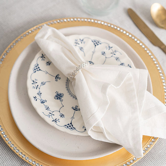 Diamante Napkin Ring Pack 4 Silver (4.5cmD)