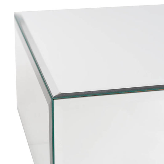 Mirror Glass Square Platform Riser Silver (30.5x12cmH)
