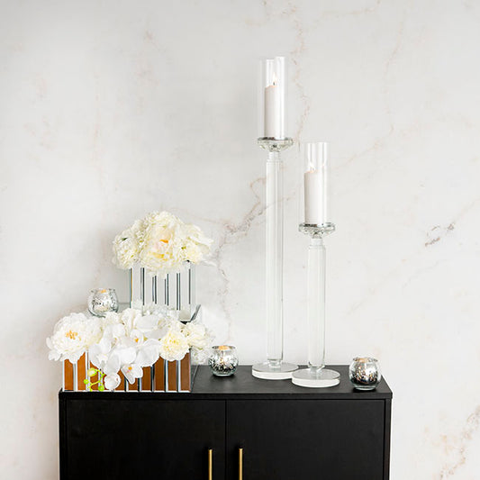 Crystal Glass Cylinder Candle Holder Clear (81cmH)
