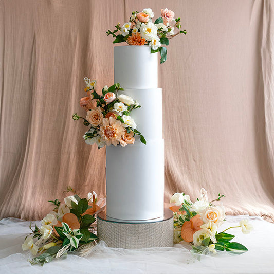 Mirror Diamond Round Platform Riser Silver (30cmDx12cmH)