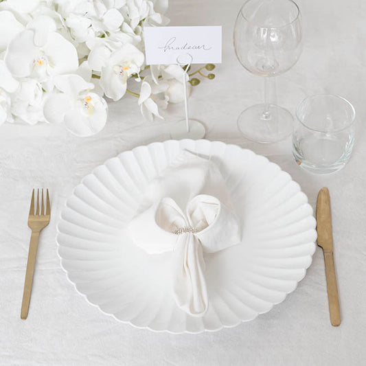 Charger Plate w Curved Edge Pack 4 White (33cmD)