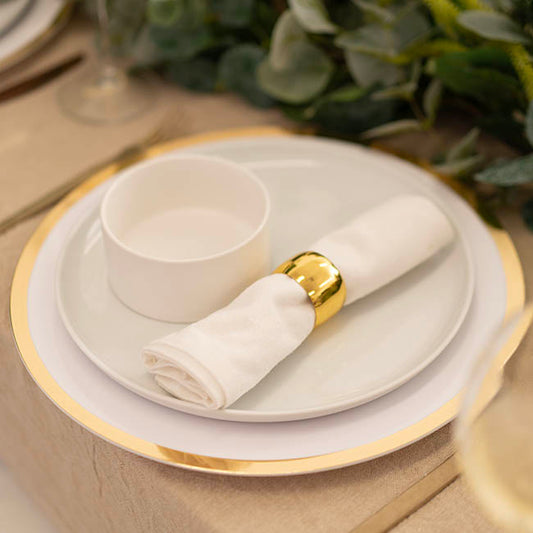 Champagne Gold Rim Charger Plate Pack 4 White (33cmD)