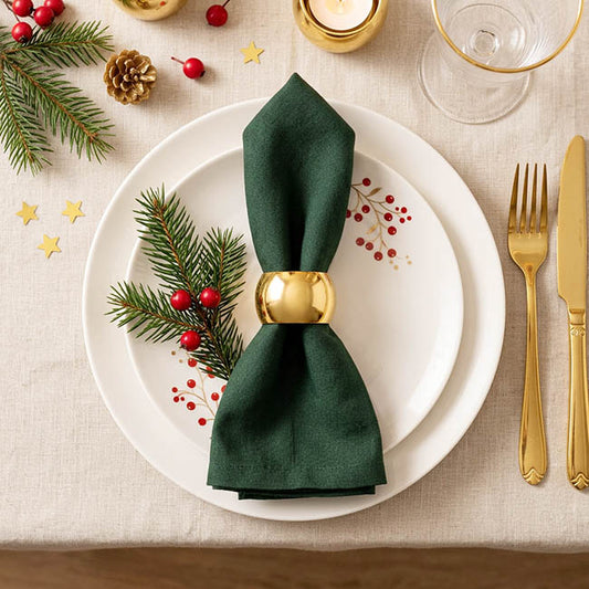 Napkin Ring Solid Round Metal Pack 2 Gold (4.5cmD)