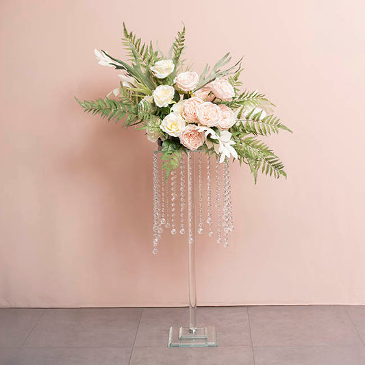 Spiral Crystal Centrepiece Stand Round Clear (62cmH)