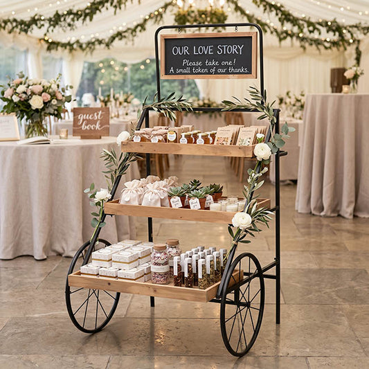 Flower Display Cart w Wooden Trays Black (82x89x144cmH)