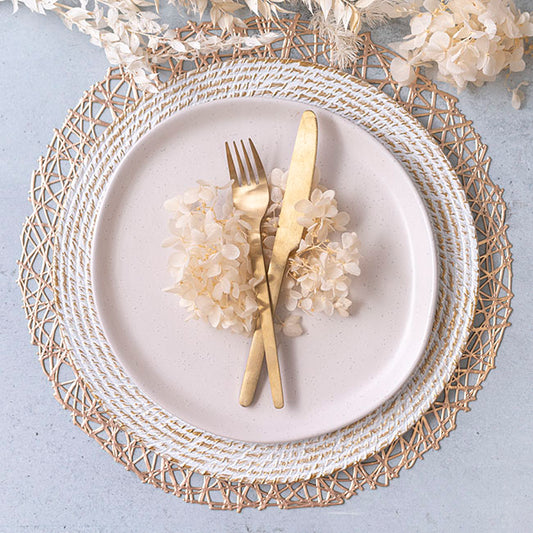 Wedding Table Placemat Set 2 Round Champagne (38cmD)