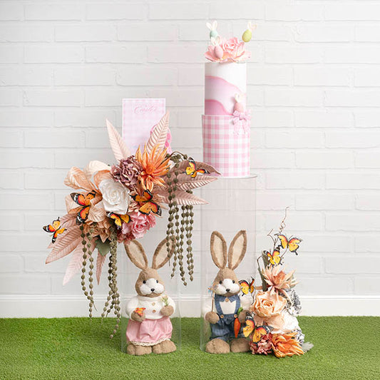 Round Deluxe Acrylic Plinth Set 2 Clear (30x90cmH)