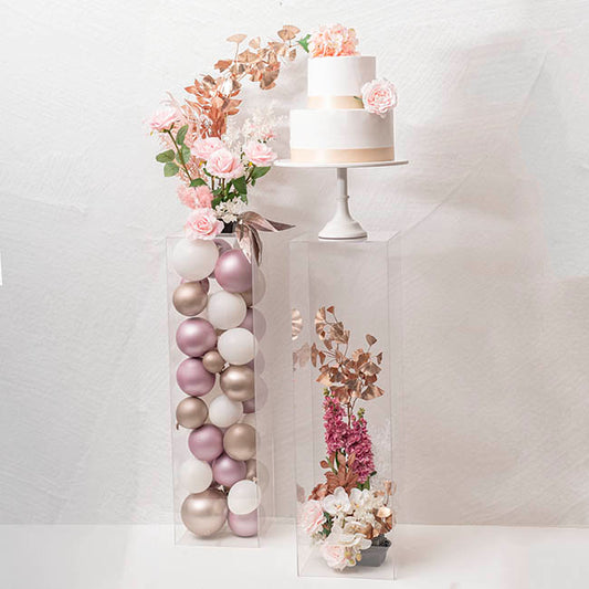 Square Deluxe Acrylic Plinth Set 2 Clear (30x90cmH)