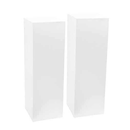 Square Perspex Acrylic Plinth Set 2 White (30x90cmH)