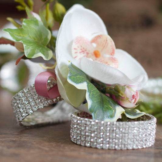 Corsage Wrist Bracelet Diamante x 4 Strand Clear