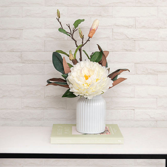 Hurricane Glass Jar White Medium (11Dx15cmH)