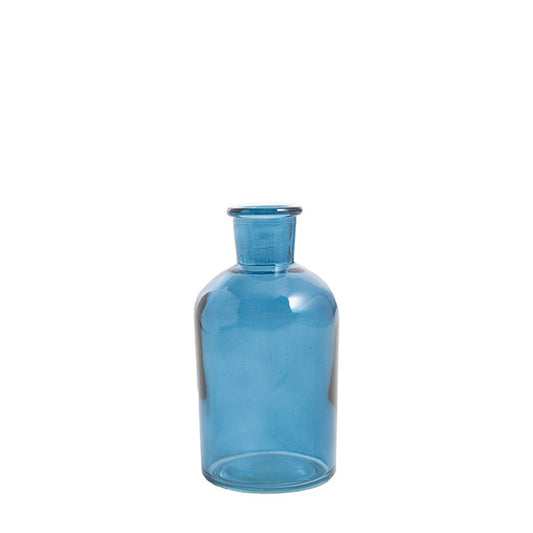 Glass Vintage Bottle Cylinder Bud Vase French Blue 7x13.5cmH