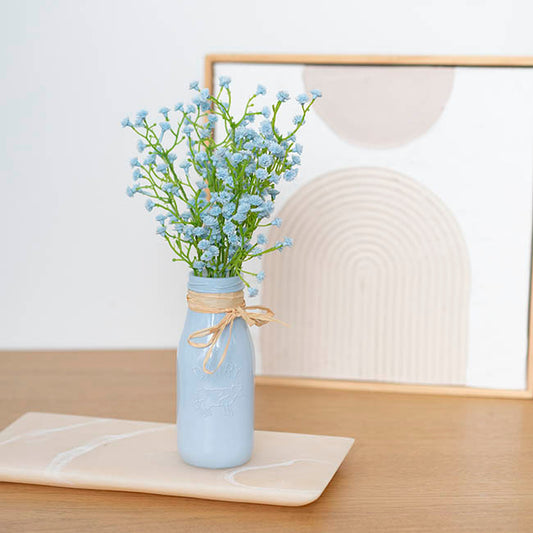 Glass Milk Bottle Solid Glossy Blue (6cmDx15.5cmH)