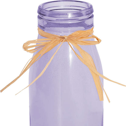 Glass Milk Bottle Solid Glossy Lilac (6cmDx15.5cmH)