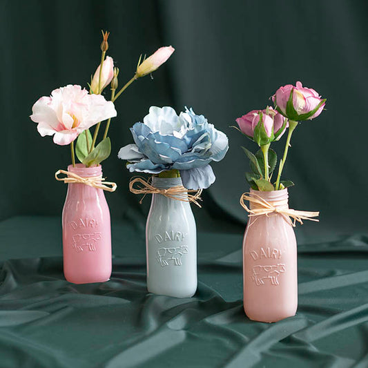 Glass Milk Bottle Solid Glossy Nude (6cmDx15.5cmH)