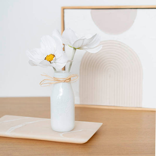 Glass Milk Bottle Solid Glossy White (6cmDx15.5cmH)