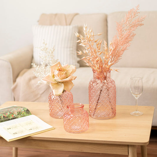 Glass Ann Bottle Vase Large Light Pink (14.5x25.5cmH)