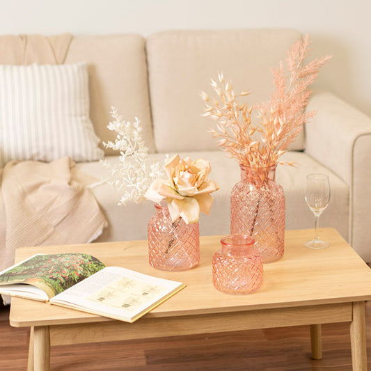 Glass Ann Bottle Vase Light Pink (14x16cmH)