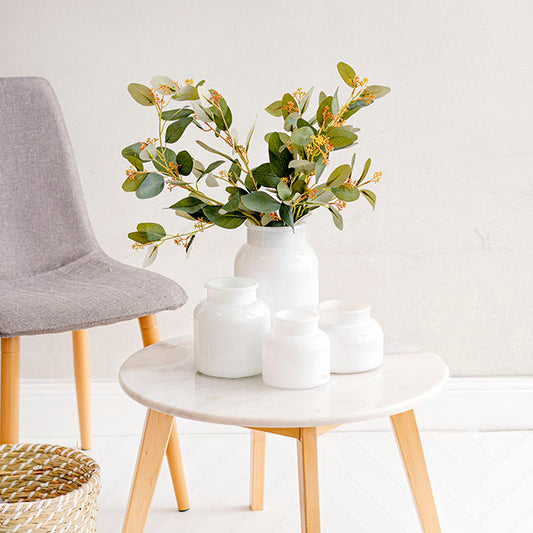 Glass Botany Bottle Mini Glossy White (12x12cmH)