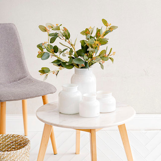 Glass Botany Bottle Glossy White (14x16cmH)