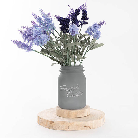 Glass Mason Jar Fresh Cuts Posy Vase Grey (9.5Dx15cmH)