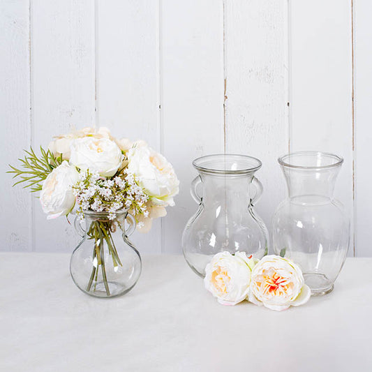 Glass Ginger Lily Vase With Handle Clear (11.5X15X20cmH)