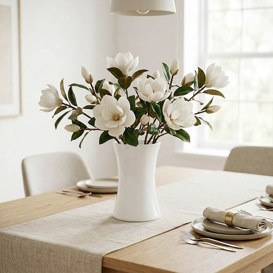 Glass Country Vase Concaved Sided Solid White (10DX17cmH)