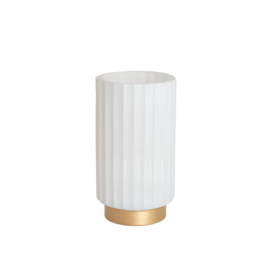 Glass Astoria Ribbed Vase White (11.5Dx20.5cmH)