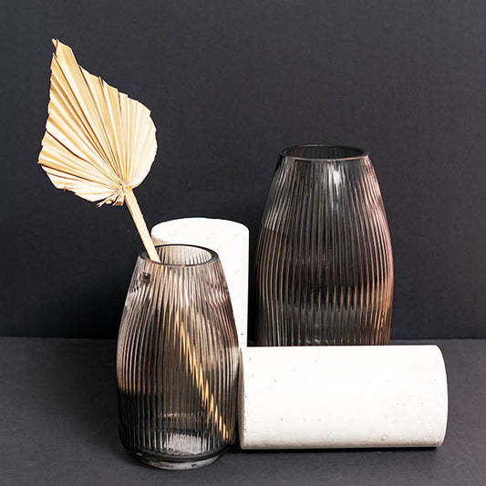 Glass Paige Vase Grey Medium (9TDx10BDx25cmH)