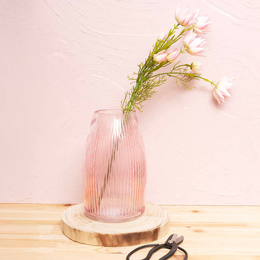 Glass Paige Vase Pink Medium (9TDx10BDx25cmH)