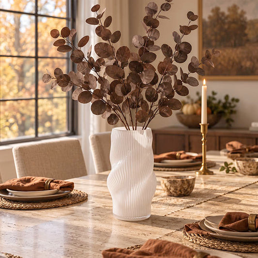 Glass Ripple Twist High Vase White (15x11TDx30cmH)