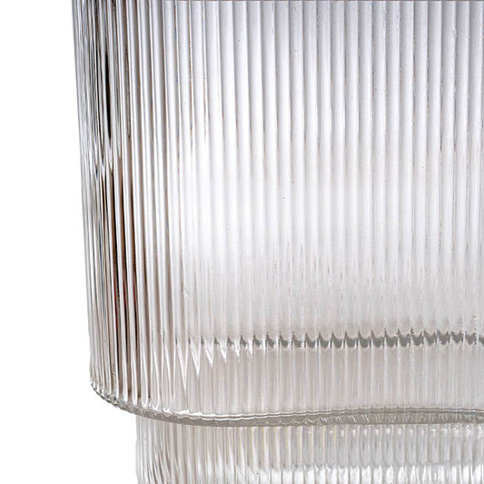Glass Ribbed Flat Oval Vase Dark Grey (9x20x18cmH)