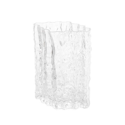 Glass Ripple Diamond Texture Vase Clear (15x22cmH)