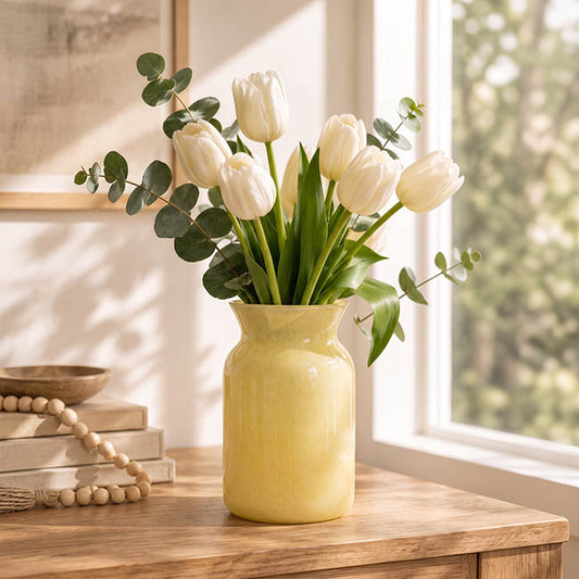 Glass Flared Rim Jar Vase Solid Nude (13x12TDx20cmH)
