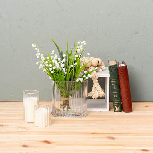 Glass Concordia Vase Oval Ribbed (14Dx7Wx14cmH)