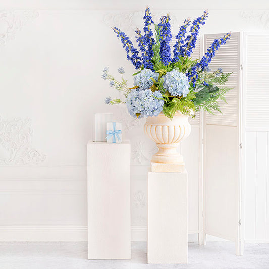 Fibreglass Plinth Square Limestone White (32x32x71cmH)