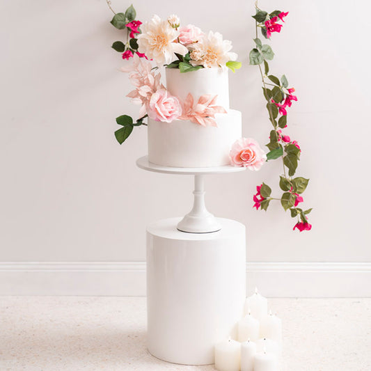 Fibreglass Plinth Round Gloss White (33cmDx41cmH)