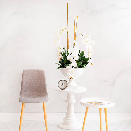 Garden Fibreglass Urn Gloss White (41cmDx32.5cmH)