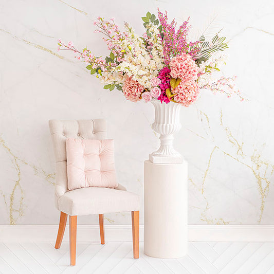 Grecian Fibreglass Urn Limestone White (36cmDx50cmH)